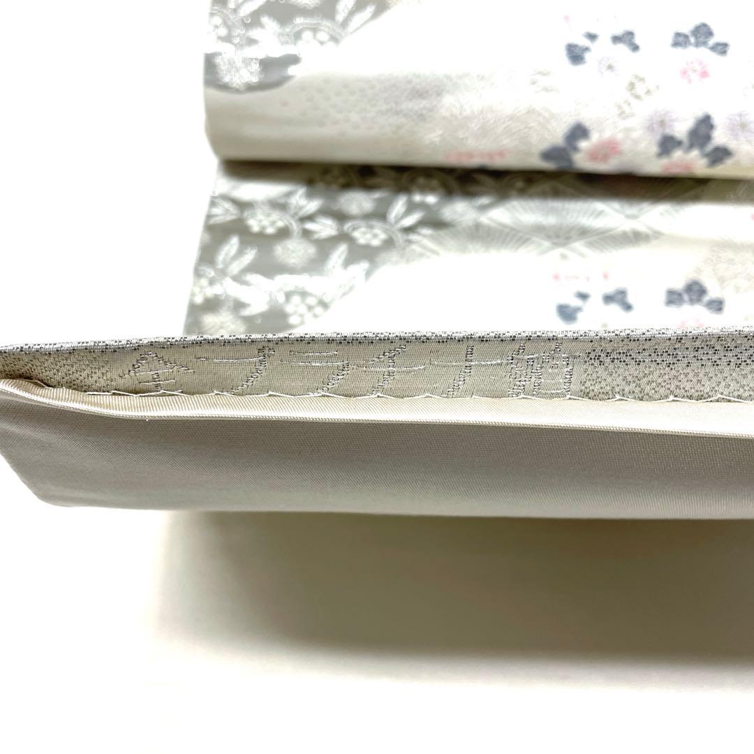 A1790 ○高級 正絹 唐織 全プラチナ箔 花車扇鳥文 六通 袋帯 - メルカリ