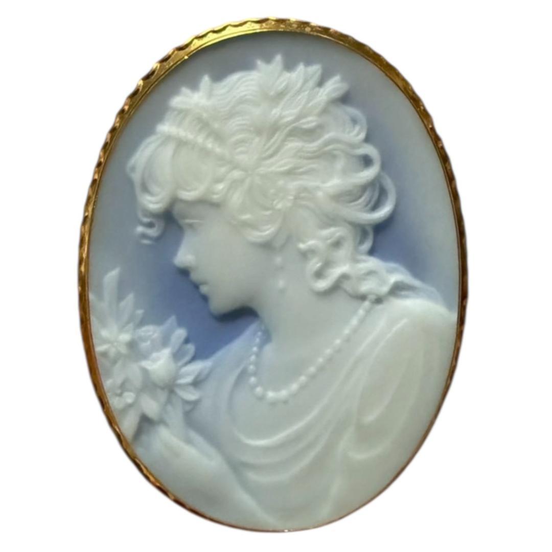 【SERINA】【真贋査定済】K18 カメオ ペンダントトップ兼ブローチ Stone Cameo K18ストーンカメオペンダントトップ兼ブローチ(No124438