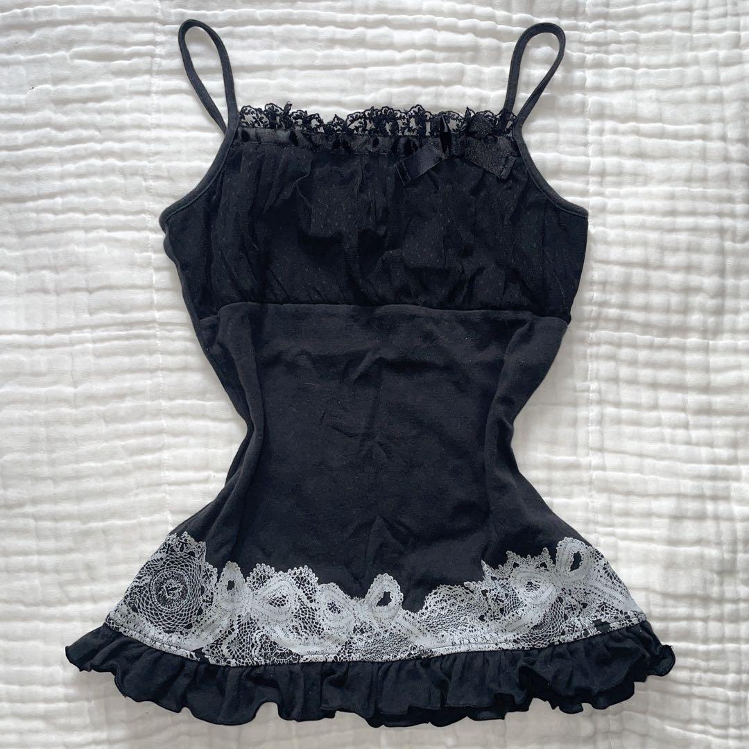 00s 希少 putumayo リボン異素材切り替えプリントフリルキャミ v系 楽天市場】【全品MAX1,500円OFFクーポン】M/Lサイズ フロントリボン