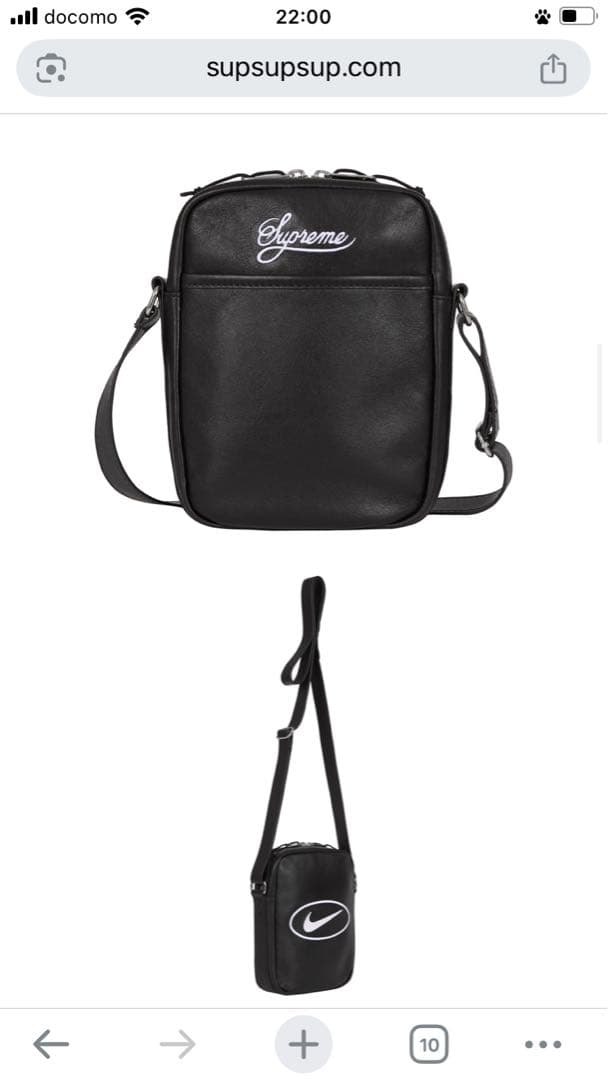 Nike x Supreme レザー ショルダーバッグ ブラック - メルカリ