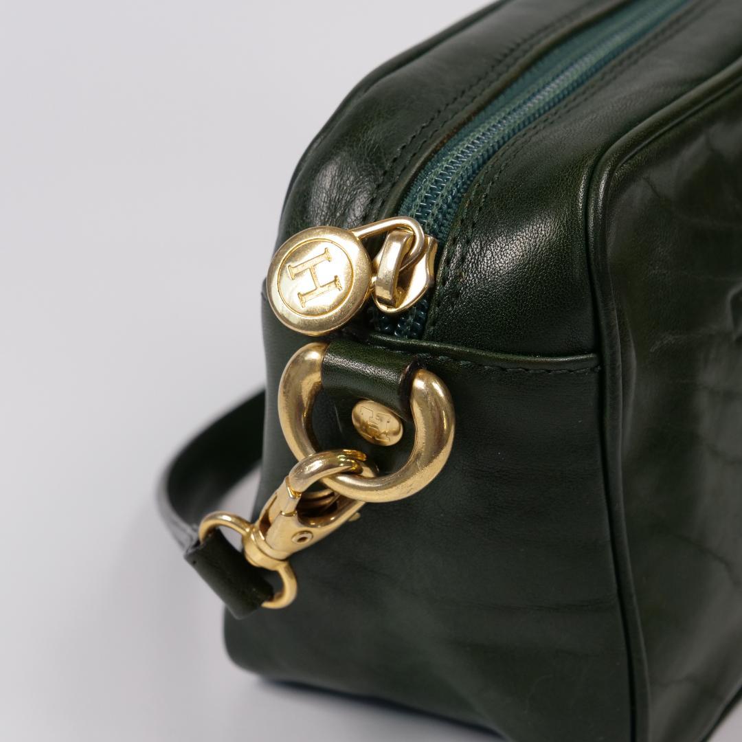 極美品✨ヒロフ ミニバッグ ハンドバッグ ポーチ Hロゴ ダークグリーン