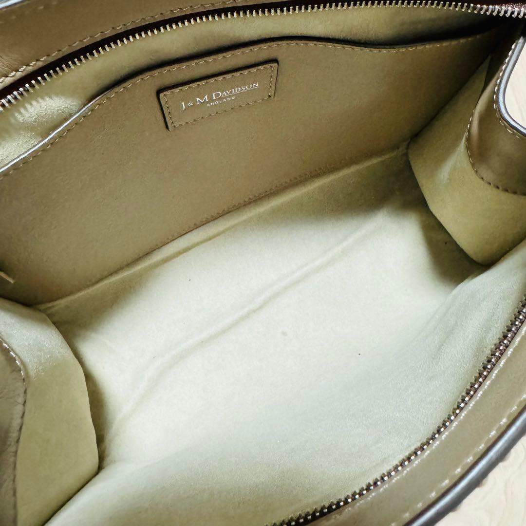 J&M Davidson Ellis Studs Crossbody Bag Beige Leather Nylon 2Way