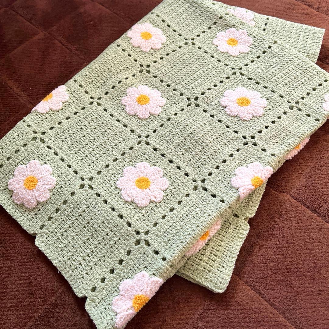 新品未使用 フランフラン デイジー かぎ編み マルチカバー