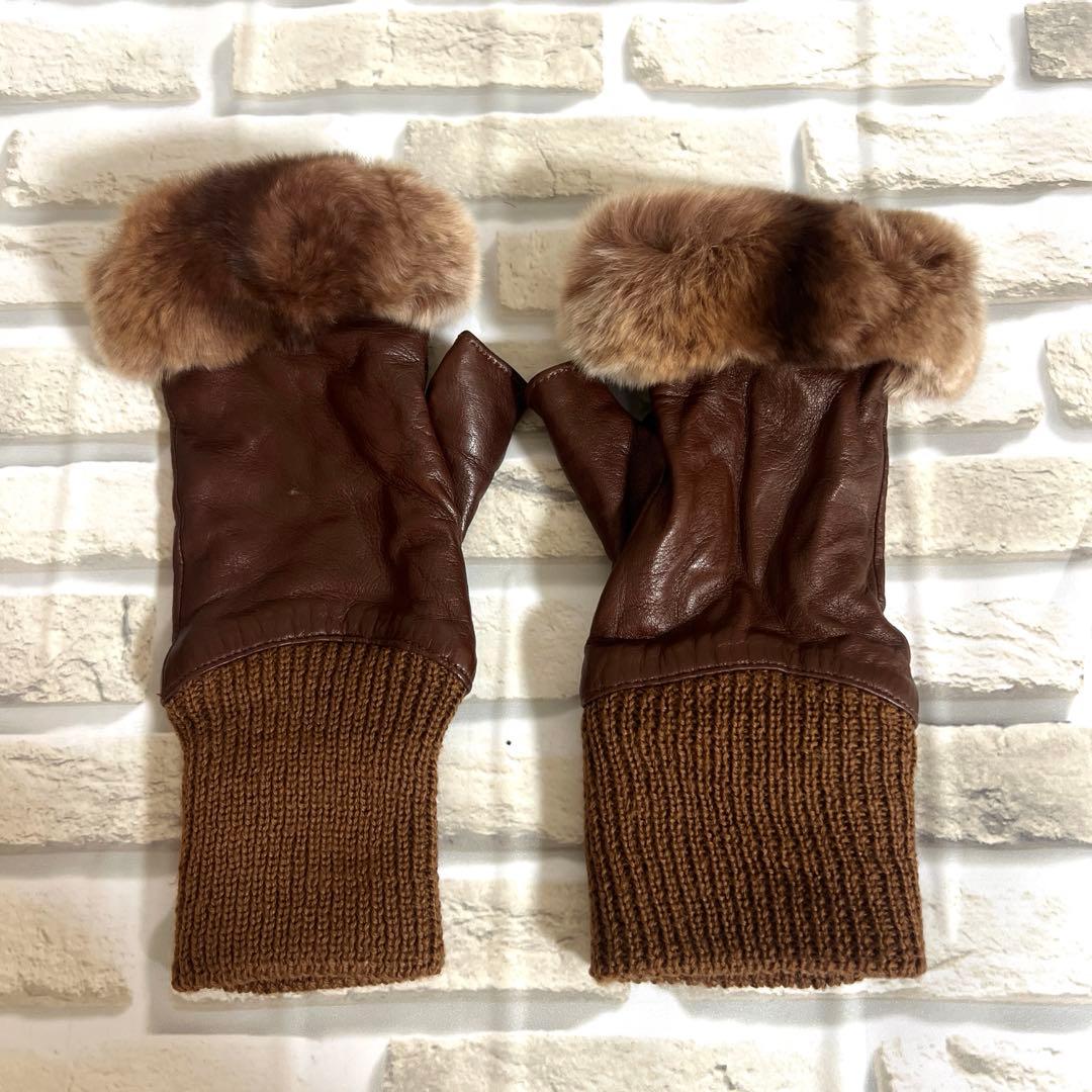Sermoneta gloves 本革ファーミトン手袋 サイズ7 - メルカリ