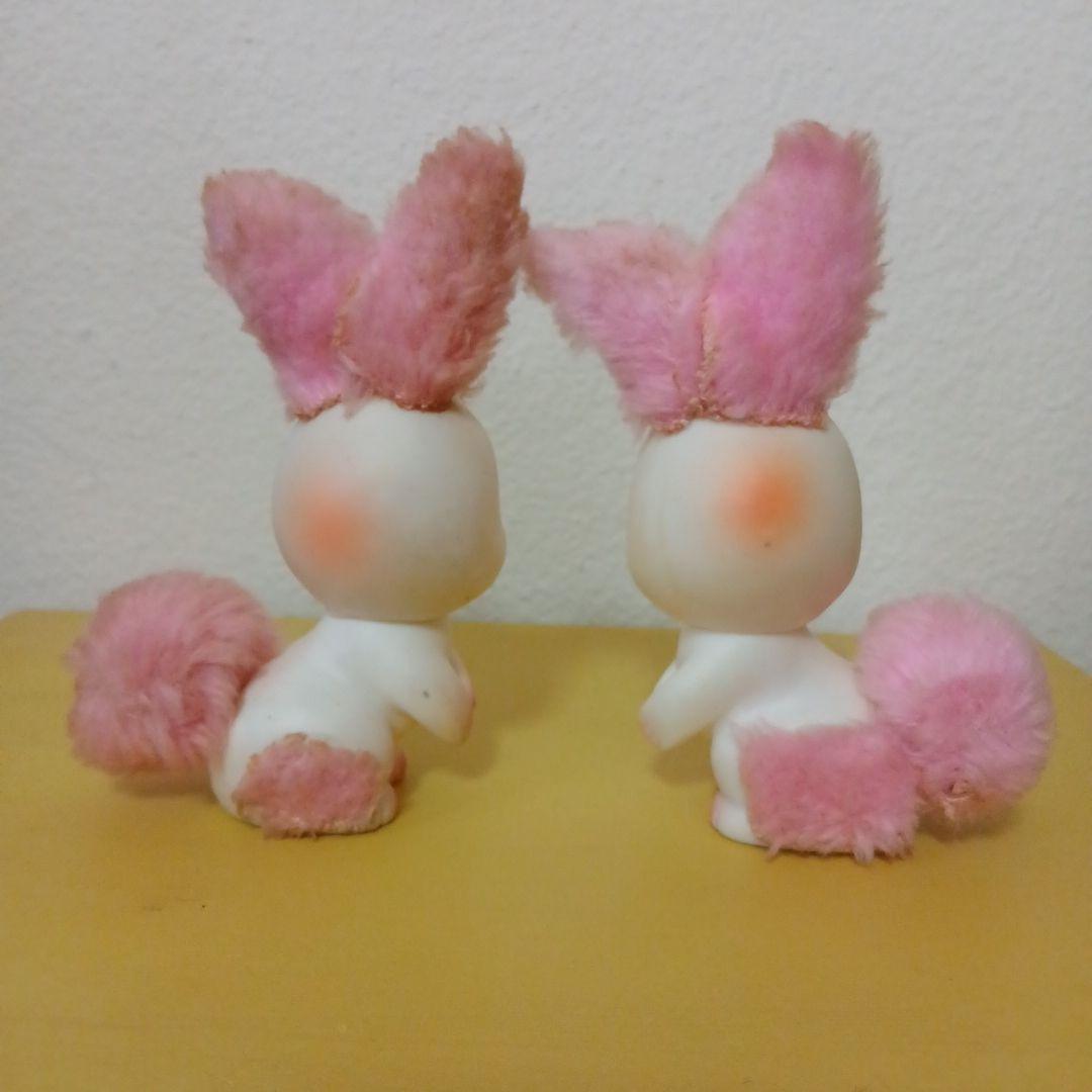 ヴィンテージ 昭和レトロ イースターウサギ ソフビ人形 2体セット品