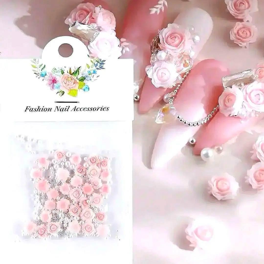 ピンク ローズ ネイル パーツ レジン プラ デコ アート 薔薇 バラ 3D