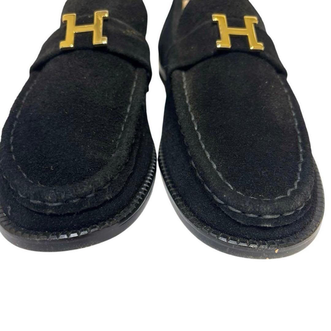 ✨人気✨　エルメス　HERMES モカシン　スウェード　ブラック　23.5cm