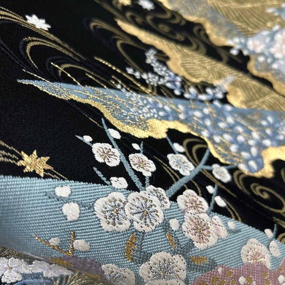 正絹　袋帯《水面　花々》