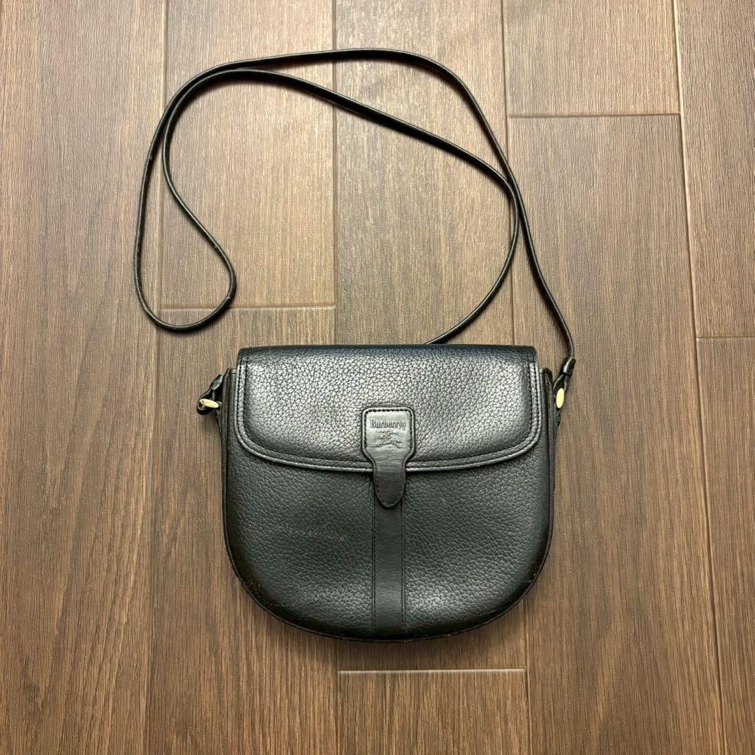 希少】バーバリー ショルダーバッグ ノバチェック シボ革 レザー