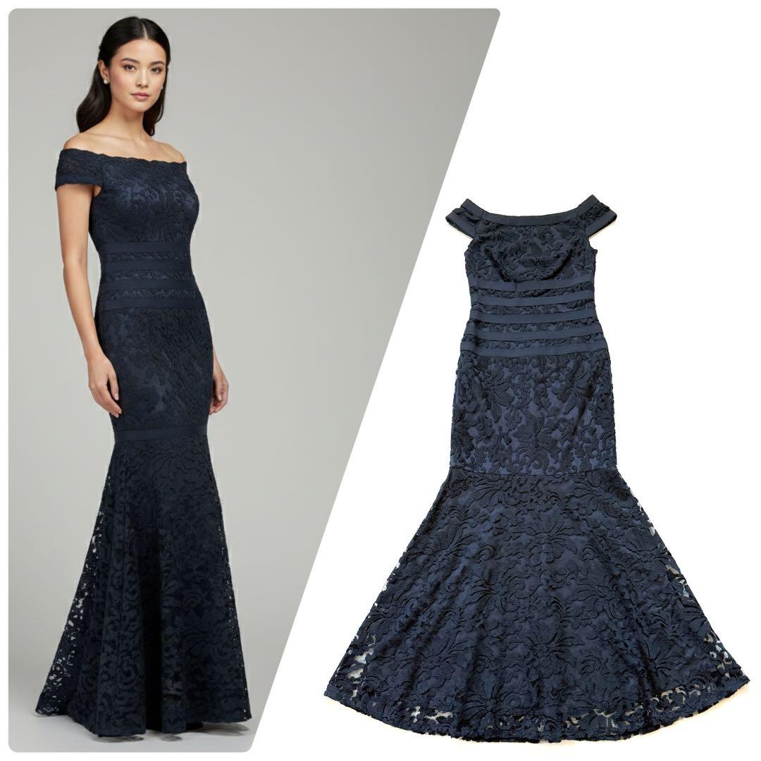 TADASHI SHOJI ロングドレス ワンピース レース ネイビー マキシ丈