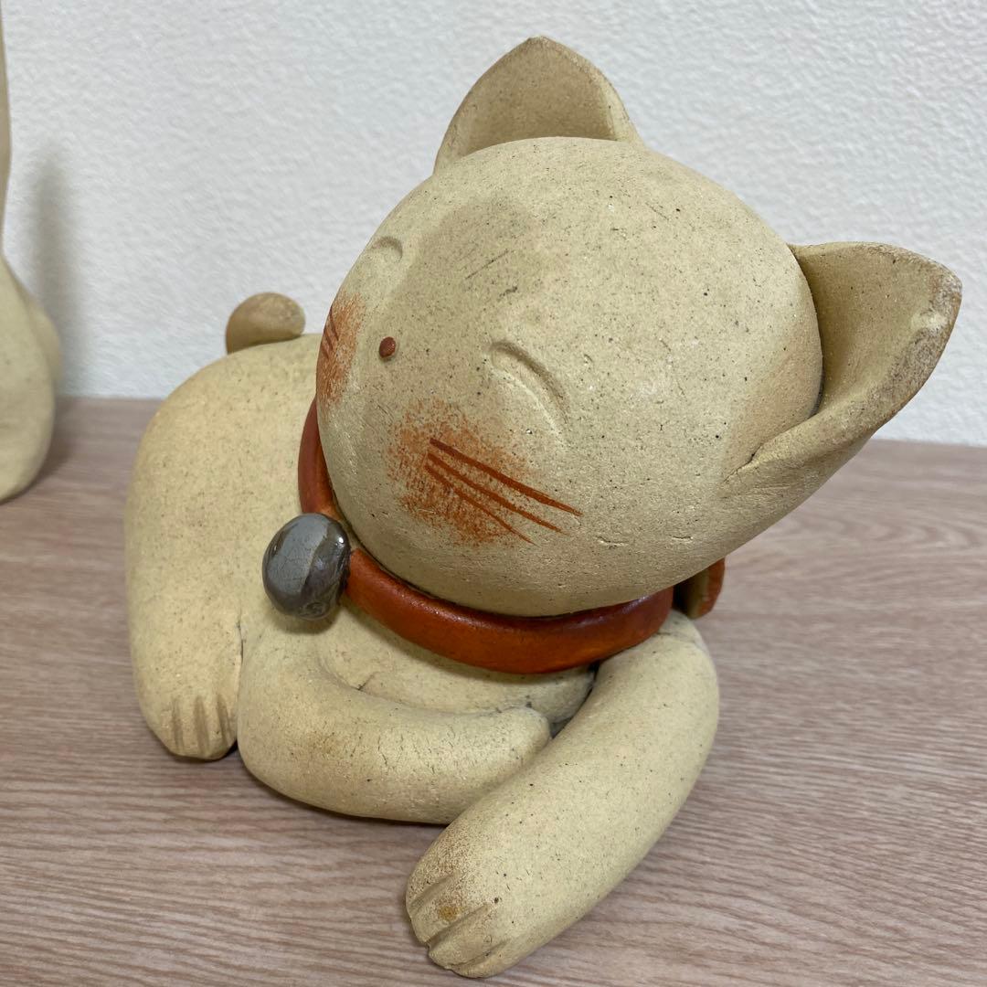 益子焼 加藤 麻里作 陶器 猫 ネコ 2体 11センチ - メルカリ