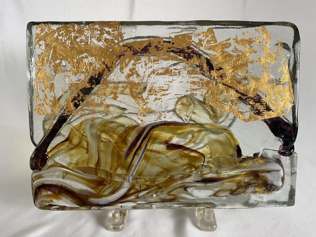 ルーク様専用 藤田喬平 ガラス・レリーフ「富士山」(サイン)/オブジェ