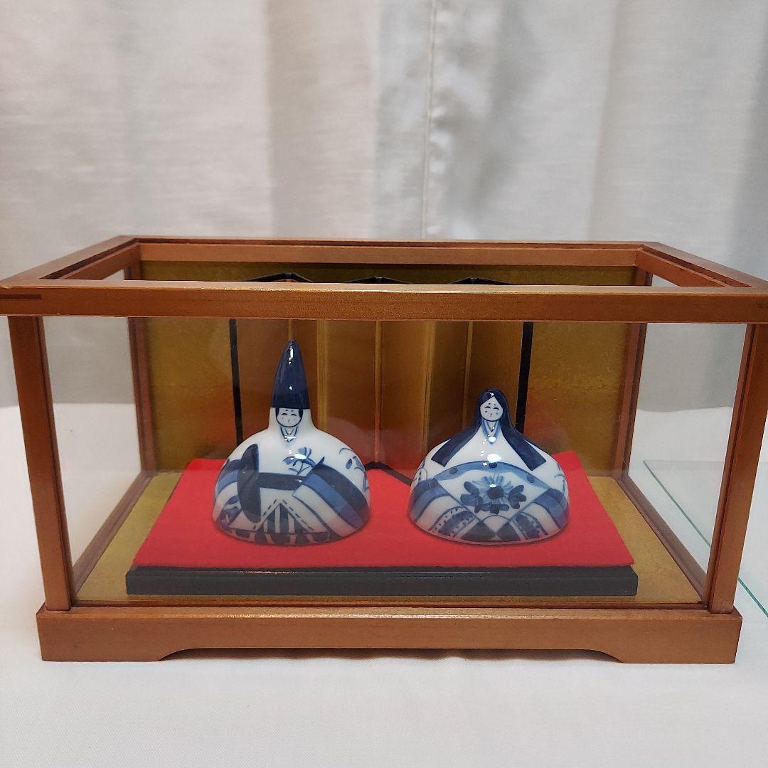 雛人形 砥部焼きよし窯 備前焼 手びねり 土鈴 姫だるま ガラスケース