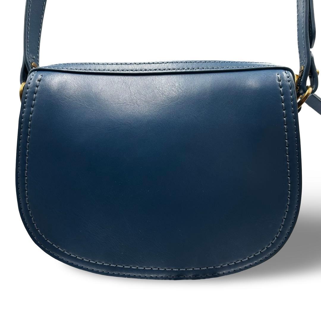 美品】ポロラルフローレン ショルダーバッグ レザー ブルー 斜め掛け