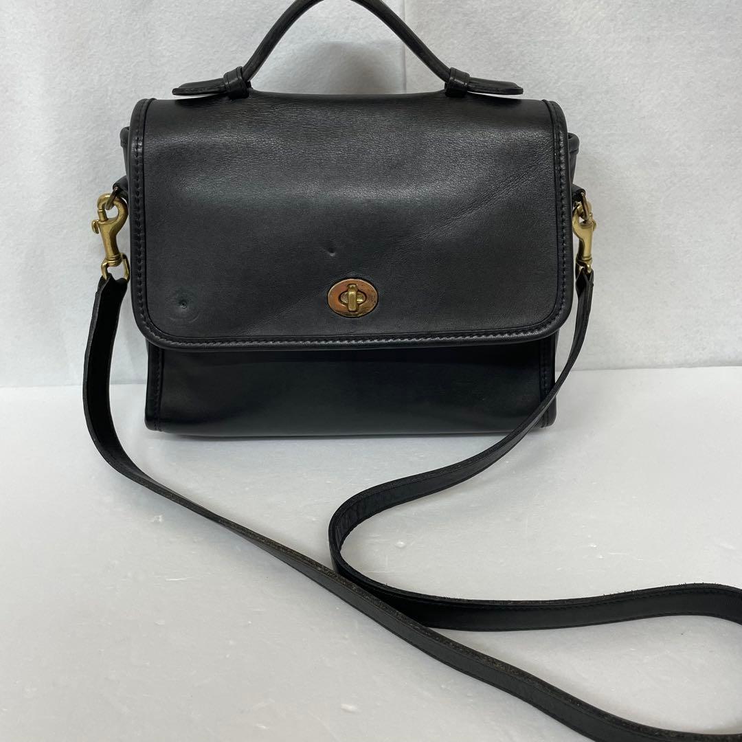 コーチ ターンロック 金金具 レザー 黒 ショルダーバッグ 2way - メルカリ