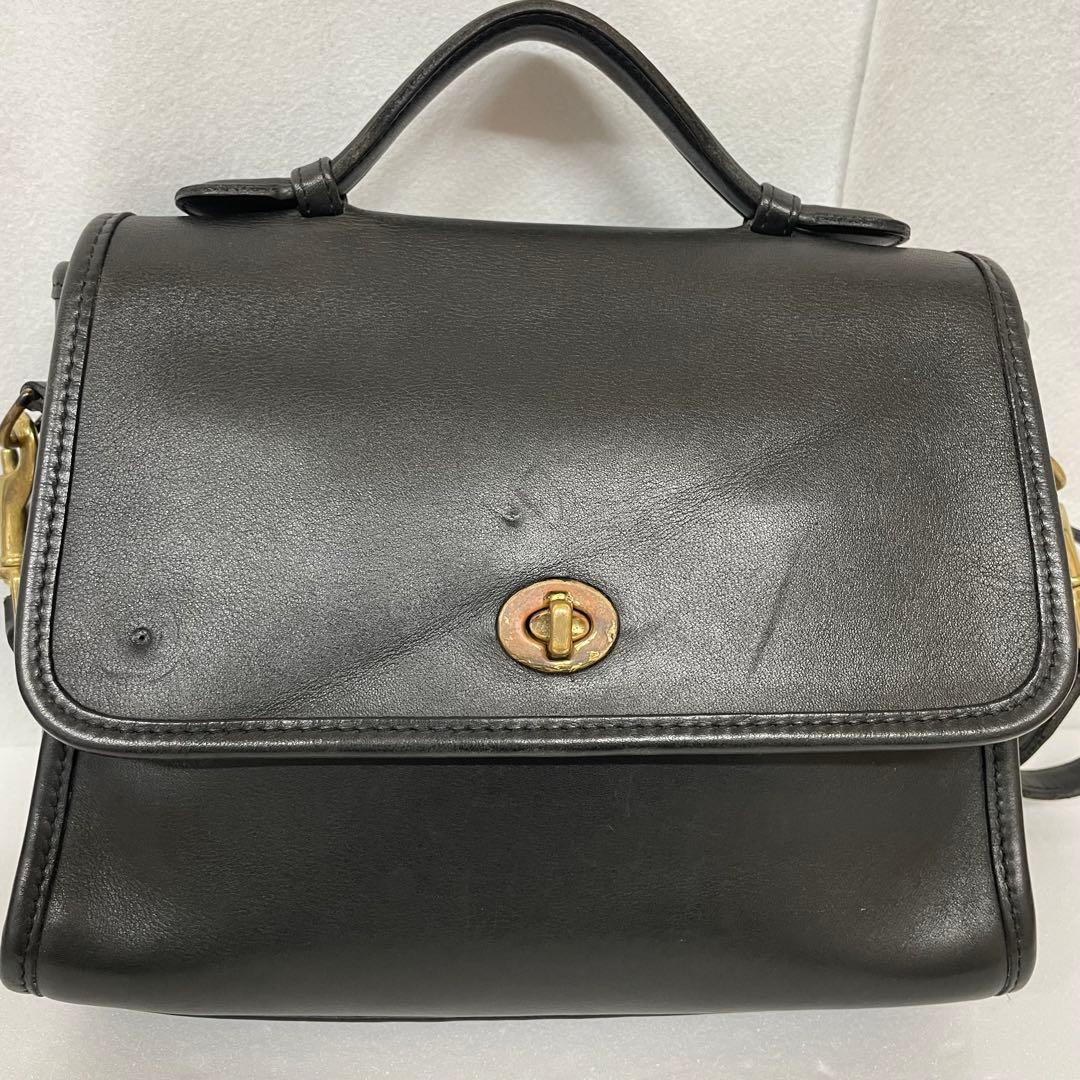 コーチ ターンロック 金金具 レザー 黒 ショルダーバッグ 2way - メルカリ