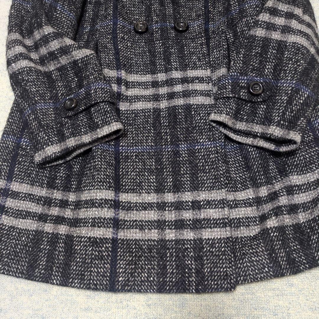 バーバリーロンドン モヘヤ混 ウールコート ノバチェック シャドー