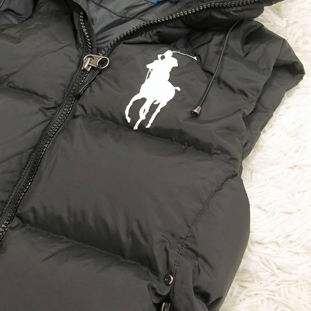 ポロラルフローレン ダウンベスト ブラック フード ビッグポニー M相当