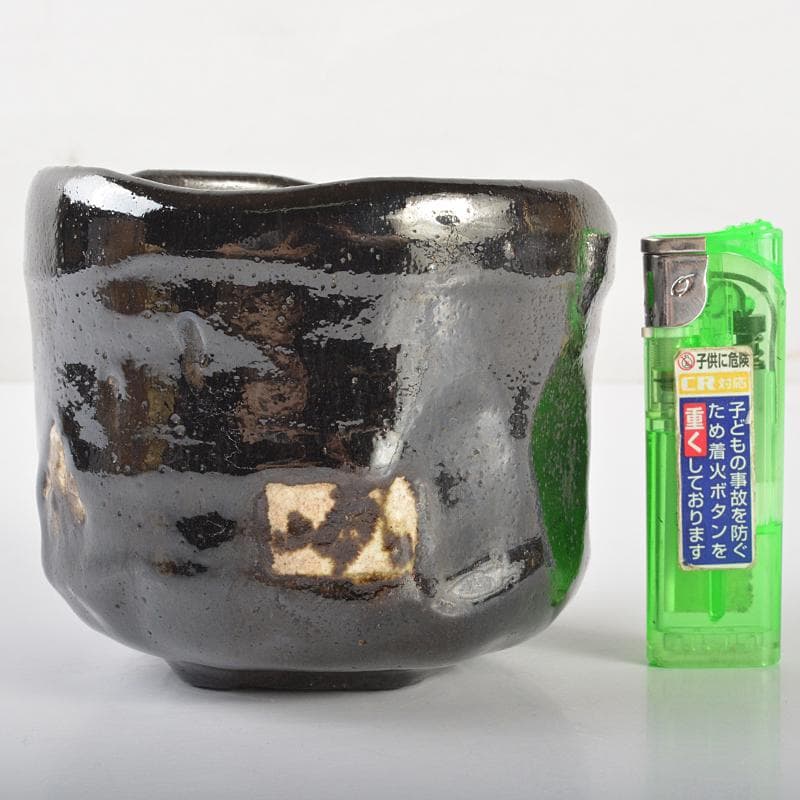 茶道具尾形乾山造鶴黒筒茶碗極め箱