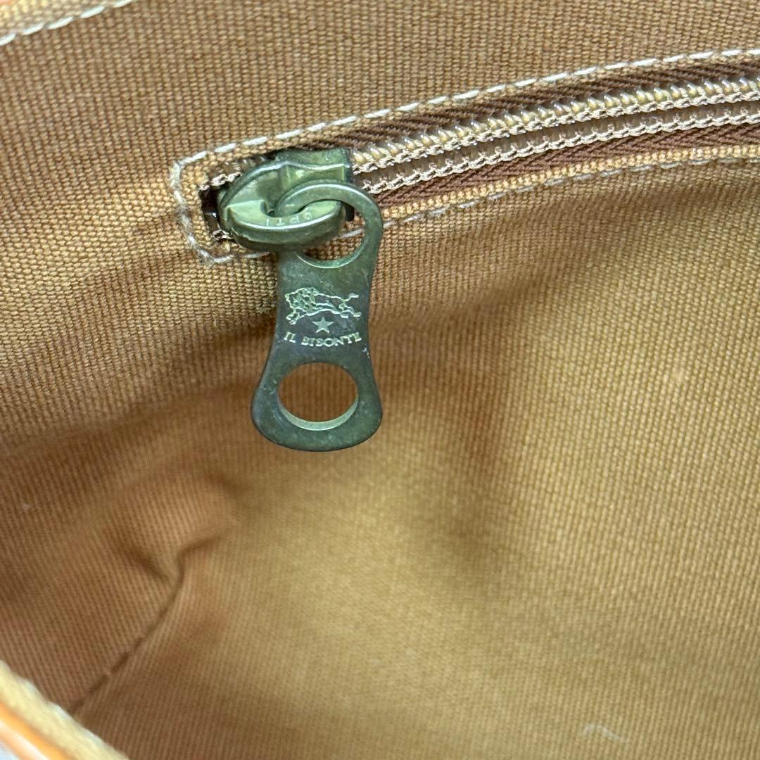 良品】イルビゾンテ レザー ハンドバッグ ロゴ刻印 キャメル