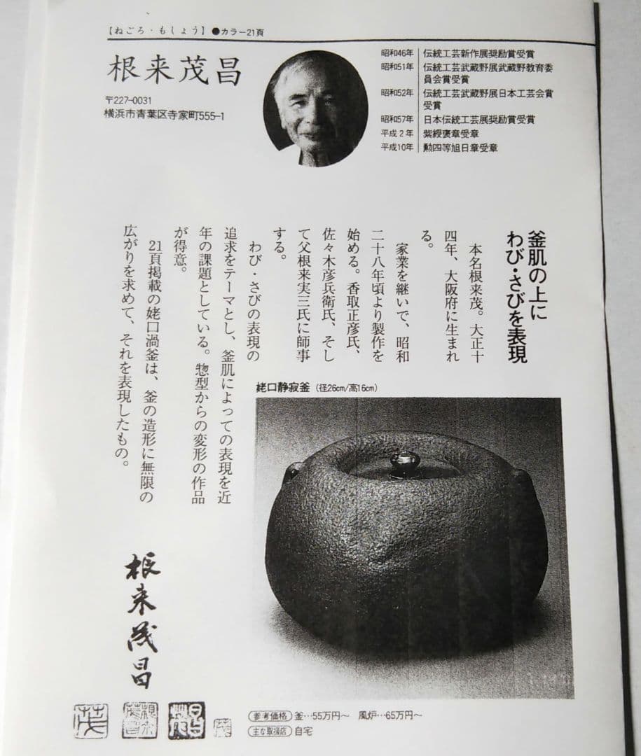 茶道具 釜 炉釜 肩筋釜 釜師 根来茂昌 共箱 遠州流 向栄会 琢三 - メルカリ