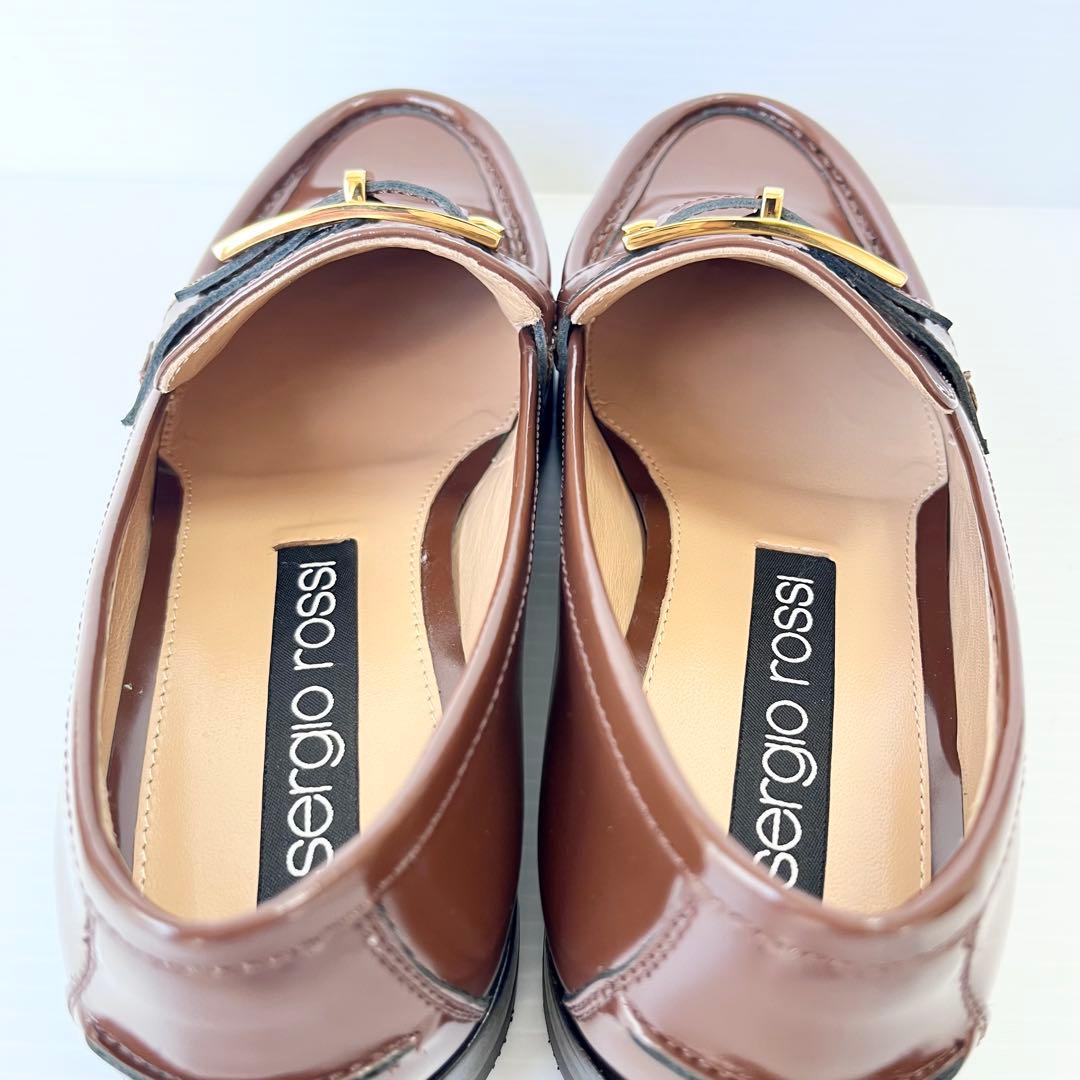 極美品✨ セルジオロッシ SR NORA ローファー ブラウン バックル 23