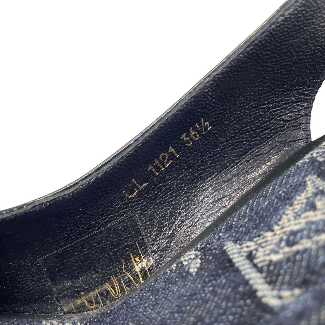 《未使用品》ルイヴィトン デニム 厚底 ストラップ サンダル モノグラム 紺系