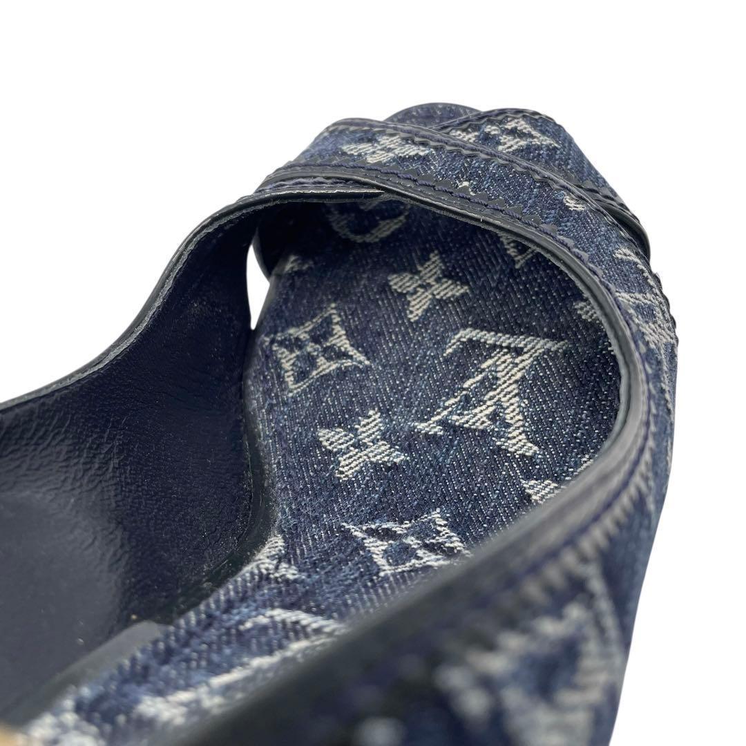 《未使用品》ルイヴィトン デニム 厚底 ストラップ サンダル モノグラム 紺系