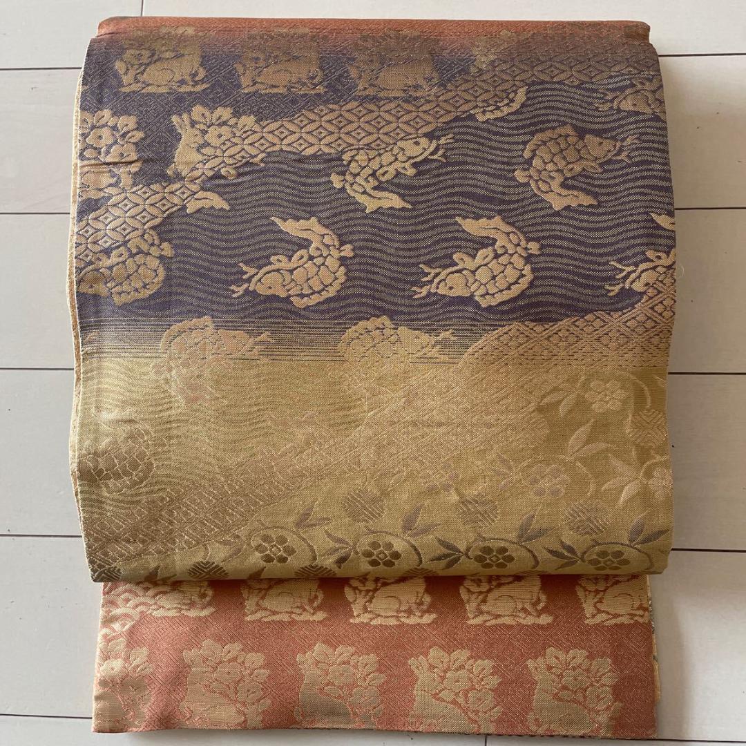 す*か様 ■C644■美品■正絹■リバーシブル　全通　燭光文様　荒磯花兎名物裂文