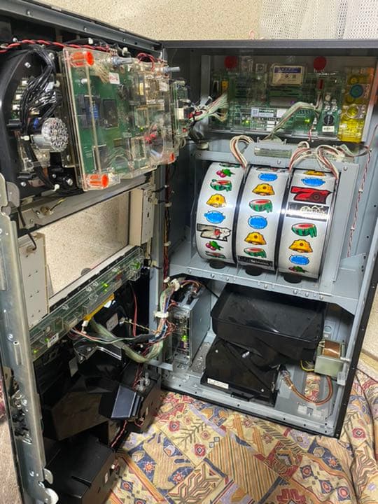 実機スロット 鉄のラインバレル コイン不要機付き