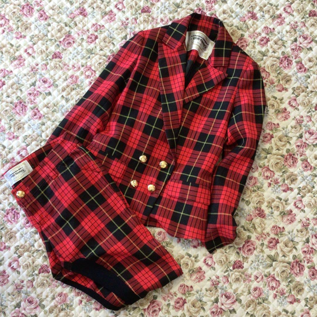y2k 赤タータンチェックセットアップ グランジフェアリー NANA 原宿00s