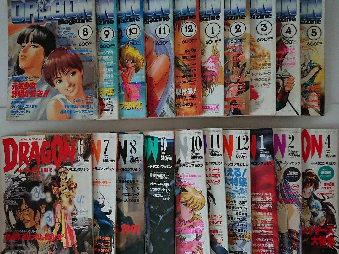 月刊ドラゴンマガジン 1990年8月～1992年2月、4月号まで20冊セット