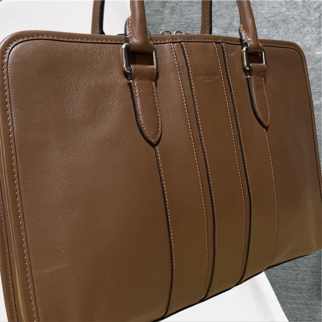 美品 COACH コーチ レザー メンズ ビジネスバッグ ブリーフケース COACH（コーチ） メンズバッグ メンズ シグネチャー ジップ