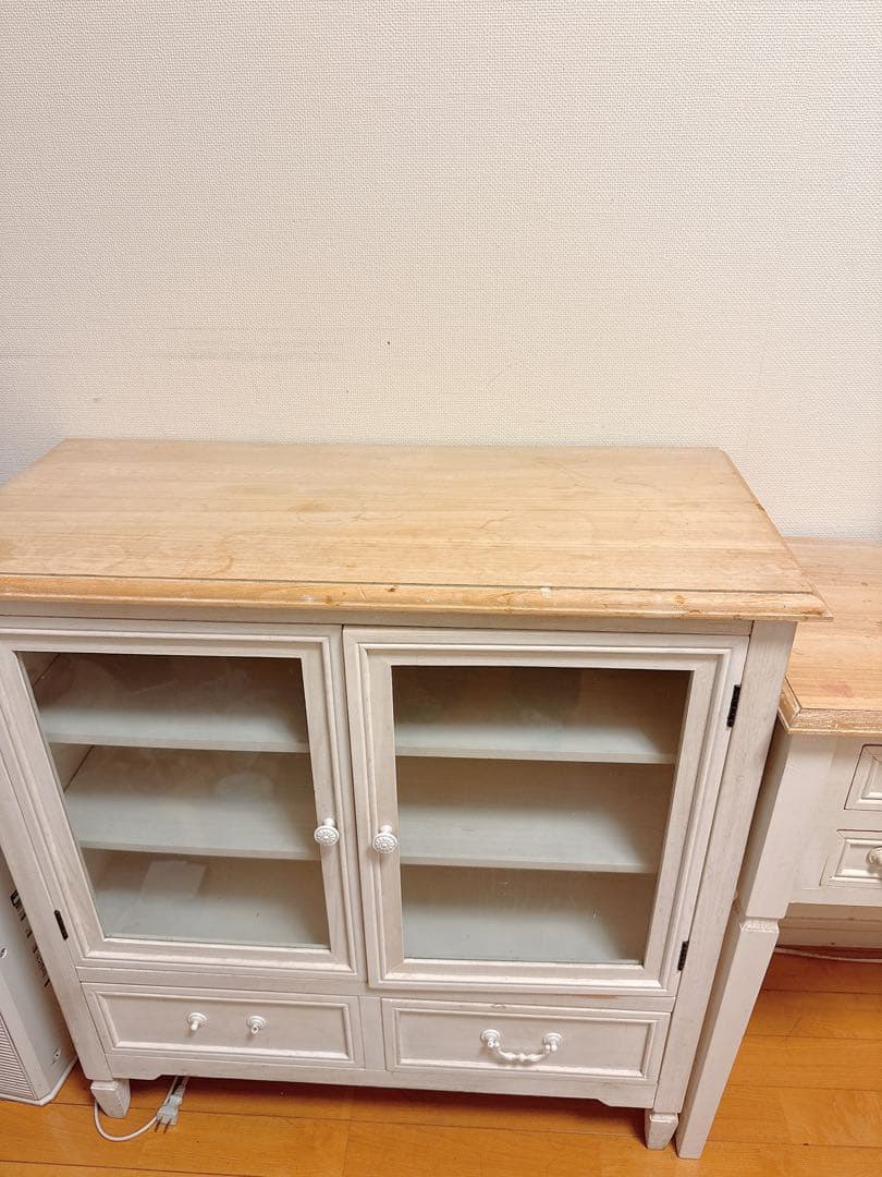 1点価格】ブロカントシリーズ ホワイト木製家具(鏡台・テレビ台・チェスト)