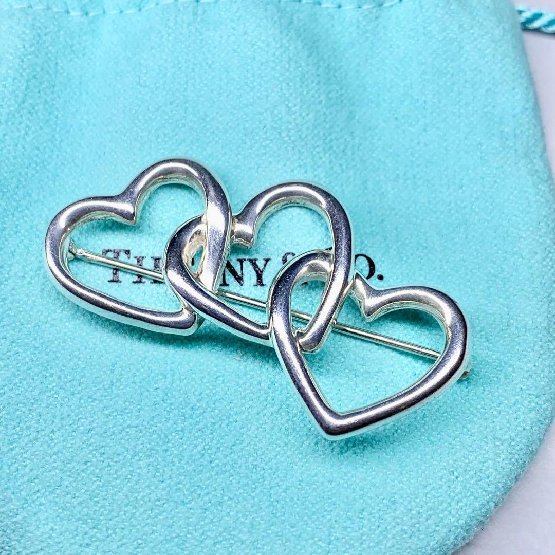 美品 ティファニー トリプルハート ブローチ ピンバッジ シルバー 925 TIFFANY&Co.（ティファニー） トリプルハート ピンブローチ SV925