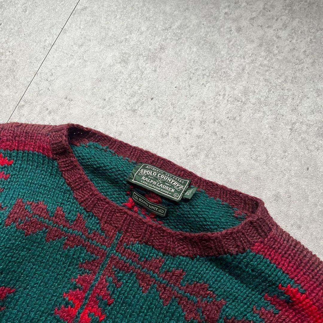 90s Ralph Lauren ポロカン ハンドニット ネイティブ柄 - メルカリ