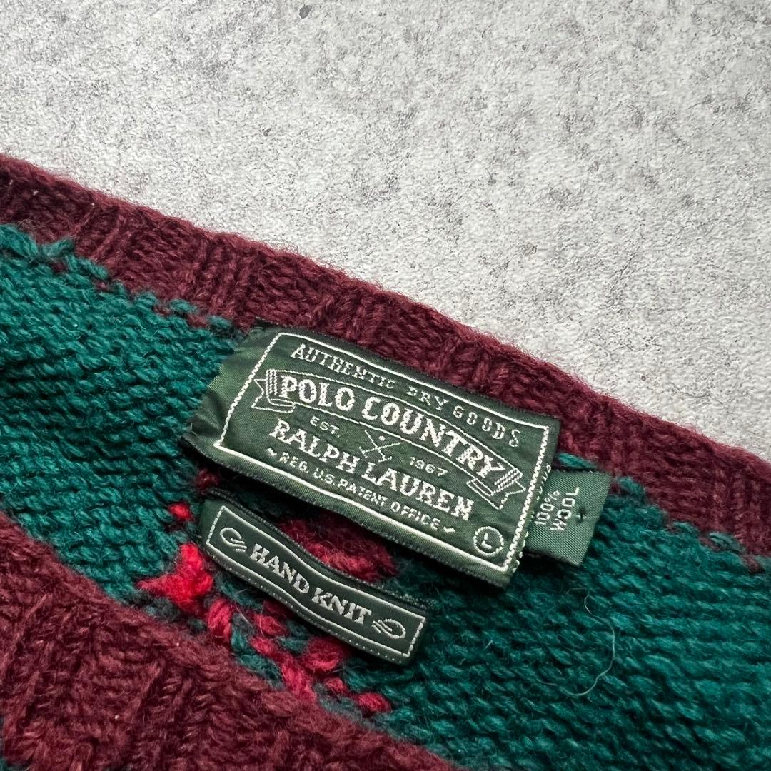 90s Ralph Lauren ポロカン ハンドニット ネイティブ柄 - メルカリ