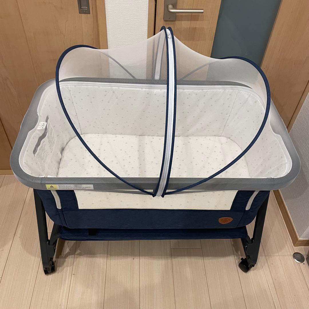HZDMJ ベビーベッド ネイビー 折りたたみ 持ち運び - メルカリ