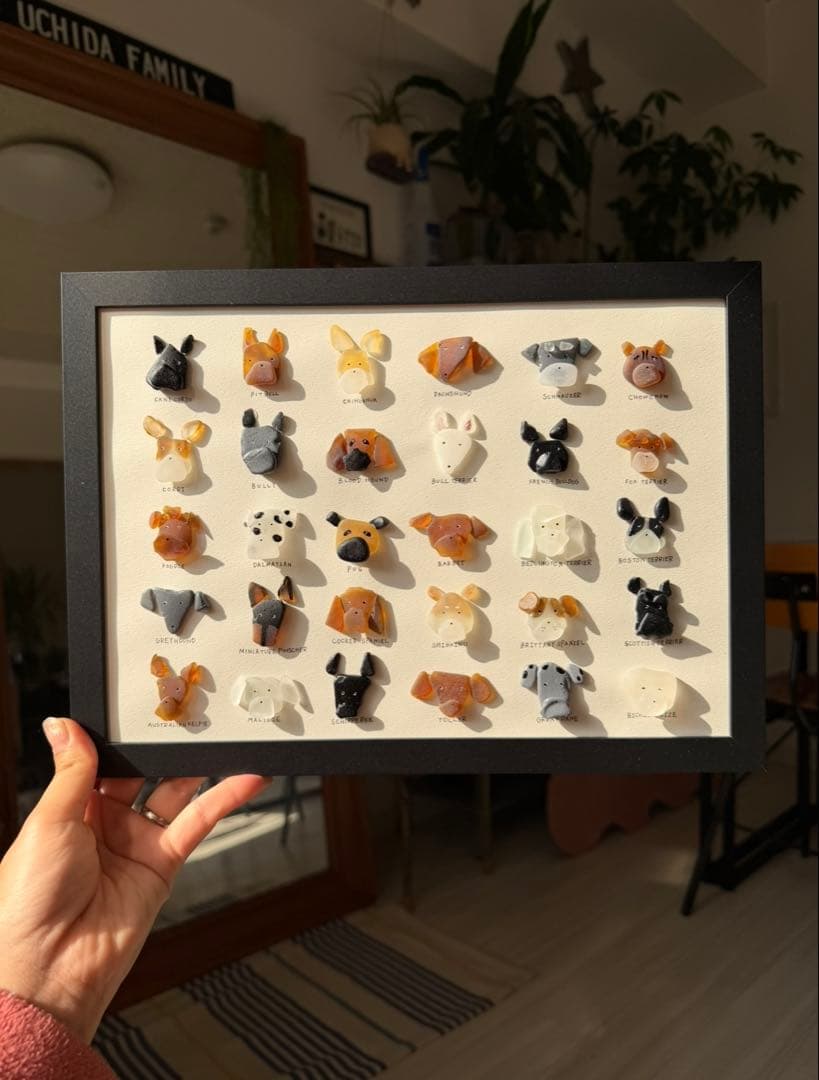 シーグラスアート　ハンドメイド　犬 シーグラスアート ハンドメイド 犬