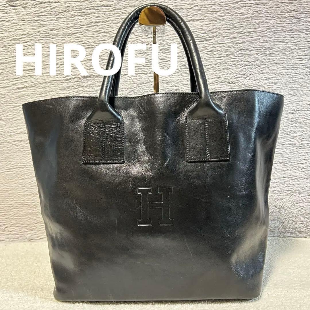 HIROFU ヒロフ トートバッグ レザートートバッグ Hロゴ型押し ブラック