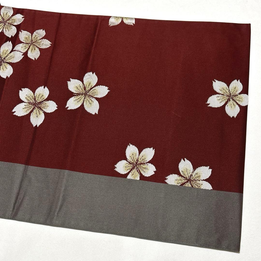 袋帯【辻村寿三郎】ジュサブロー 桜 正絹 染め分け 灰色 赤紫色 六通柄