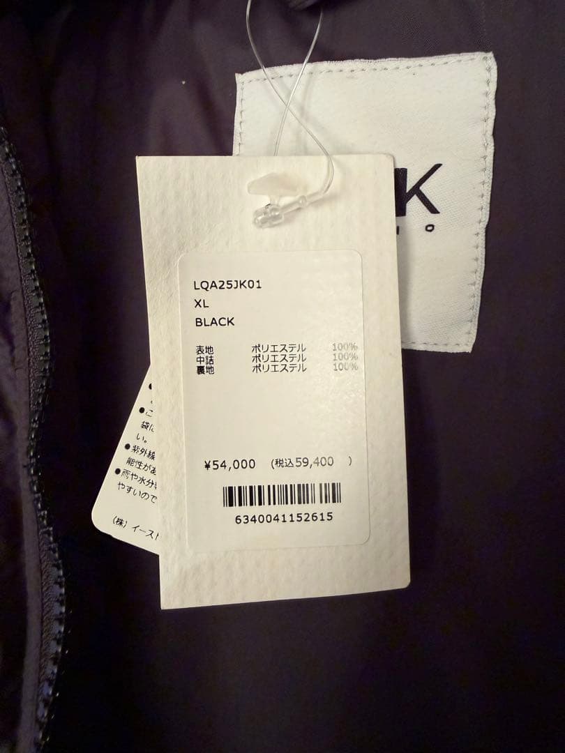 新品LQQK Studio PUFF DOWN JACKET -BLACK XL