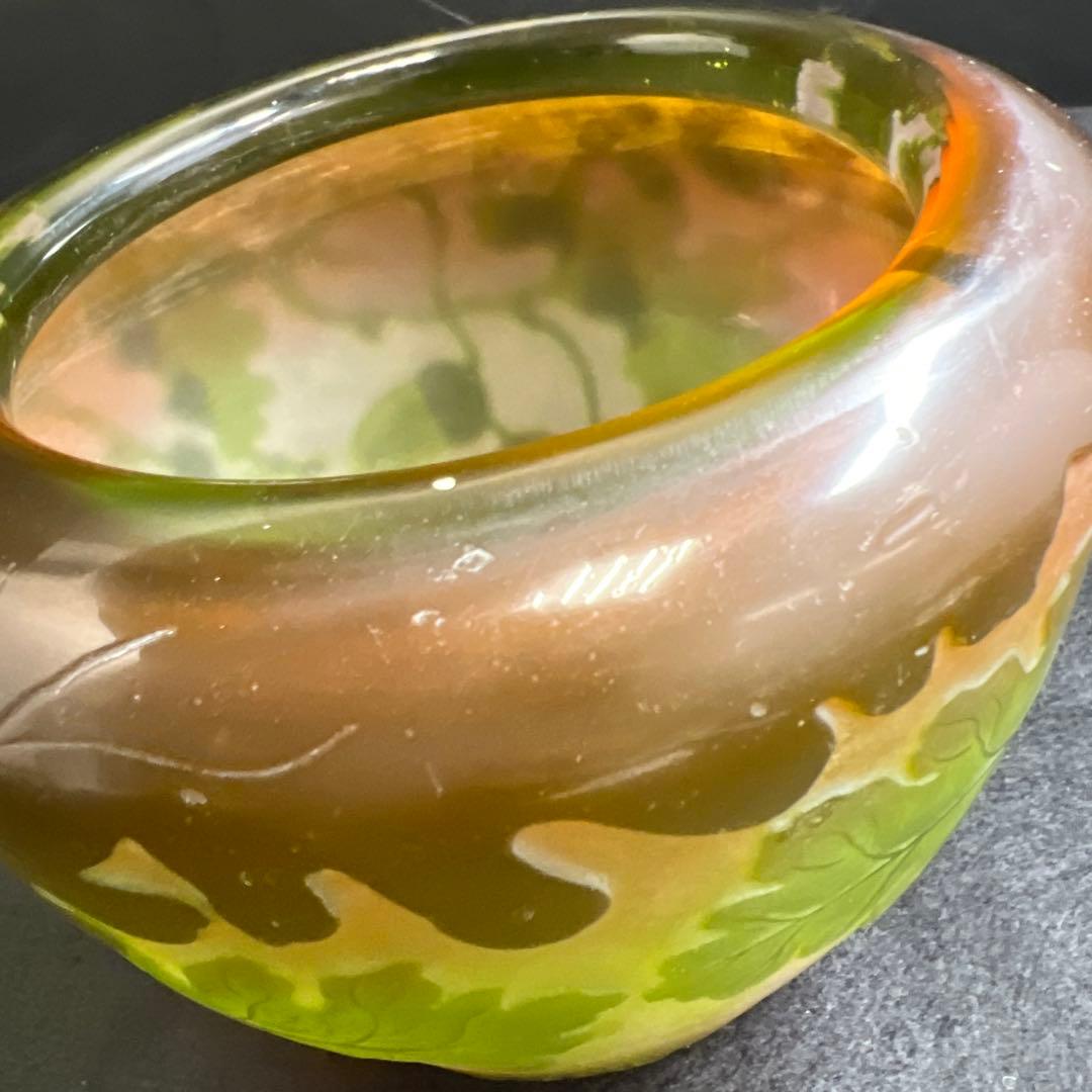 エミール・ガレ 第二期工房酸化腐食彫花入 木箱 幅約14