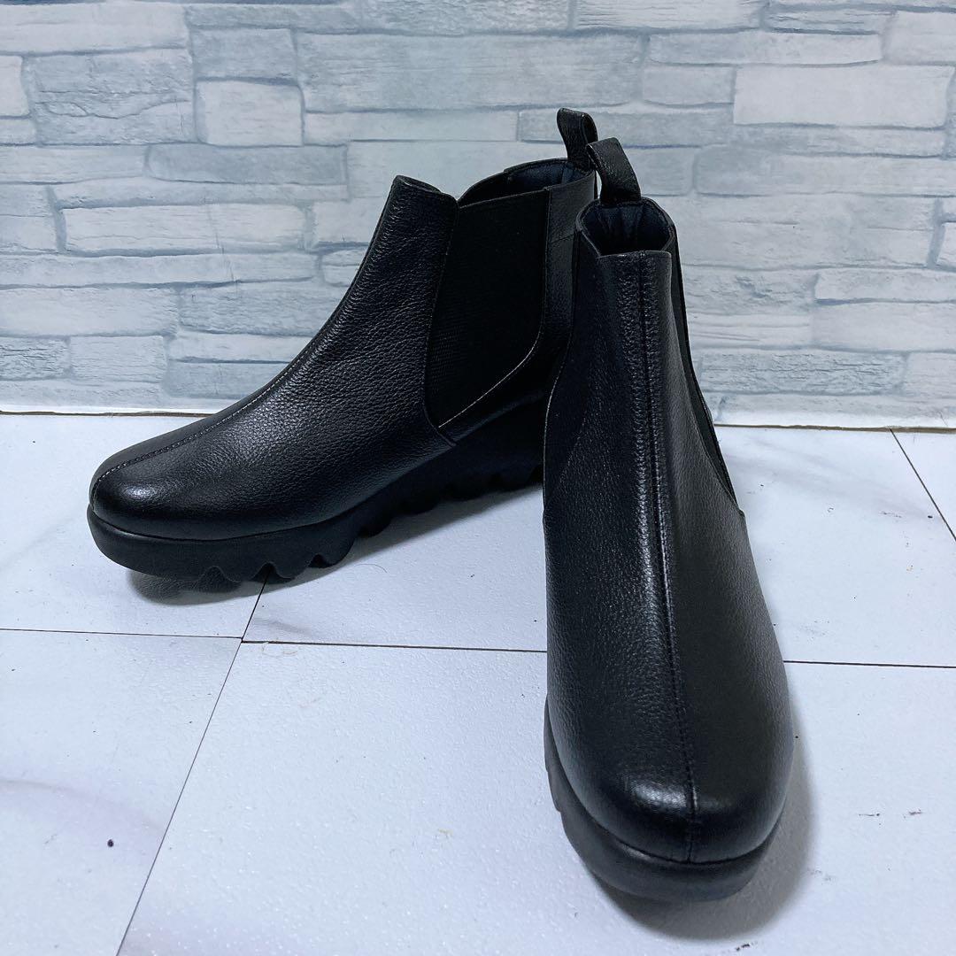 未使用級 ヒルズアベニュー サイドゴアブーツ ウェーブソール レザー