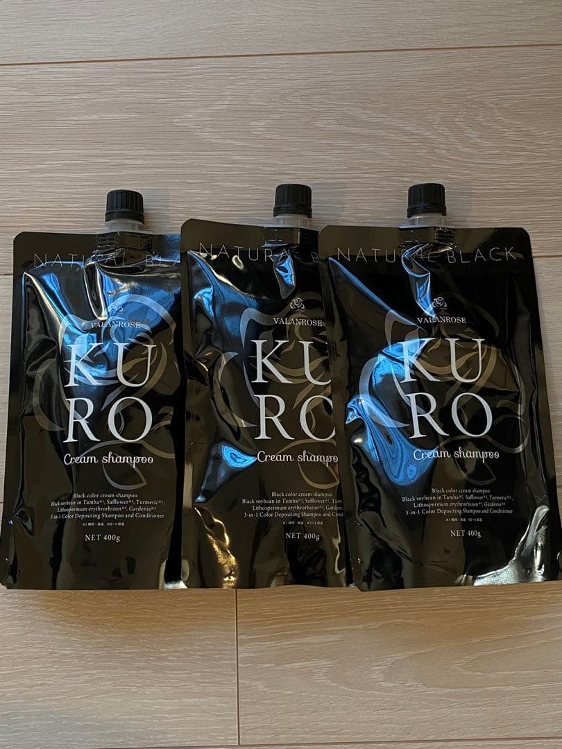 バランローズKURO クリームシャンプー 400g ナチュラルブラック3個セット VALANROSE（バランローズ） KUROクリームシャンプー 3個セット(400g×3