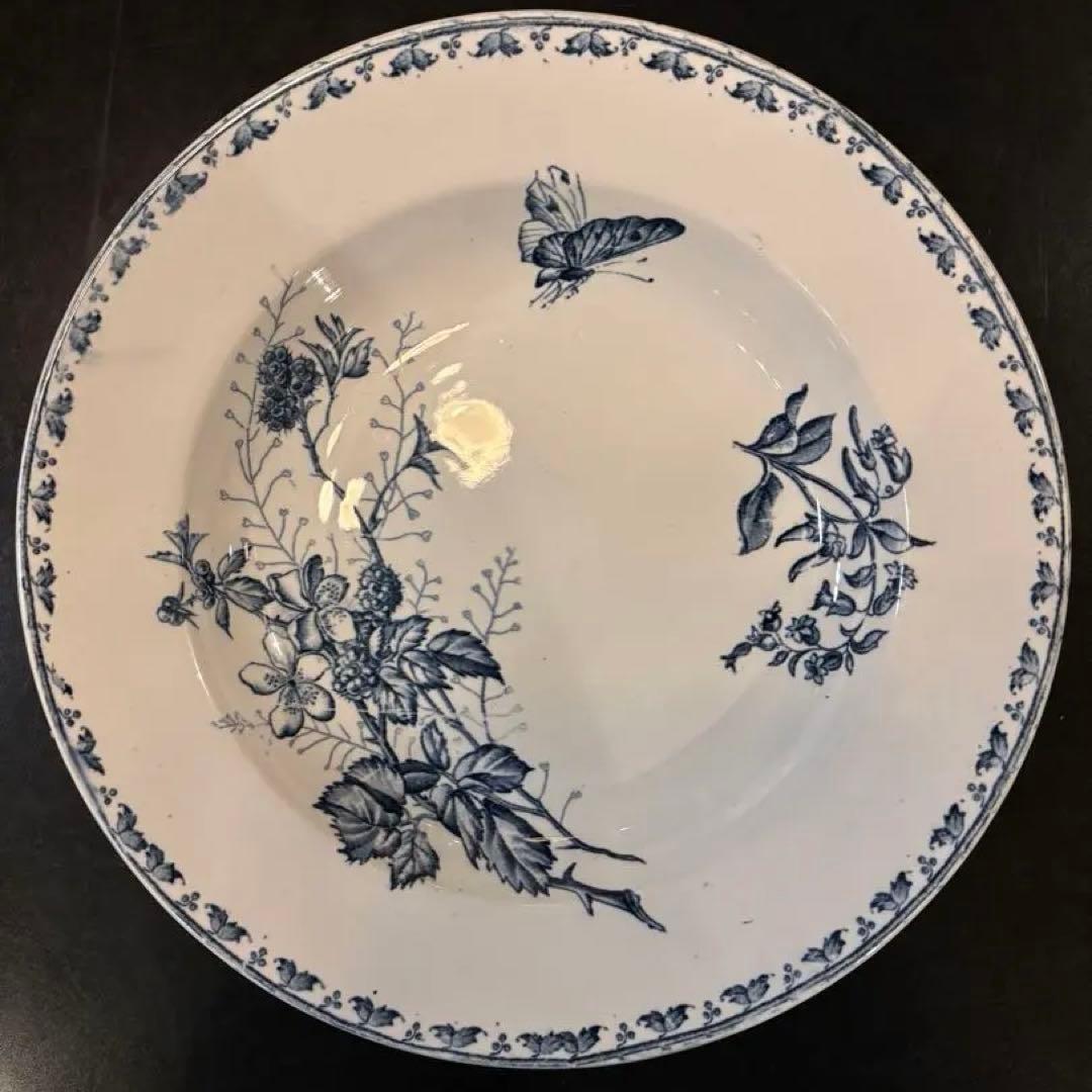 フランスアンティークプレート 3枚セット ラズベリー赤2枚・ラズベリー