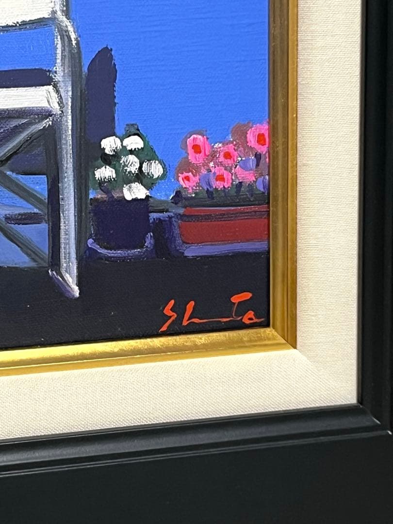 森崎修太 庭の椅子 油彩画 0号