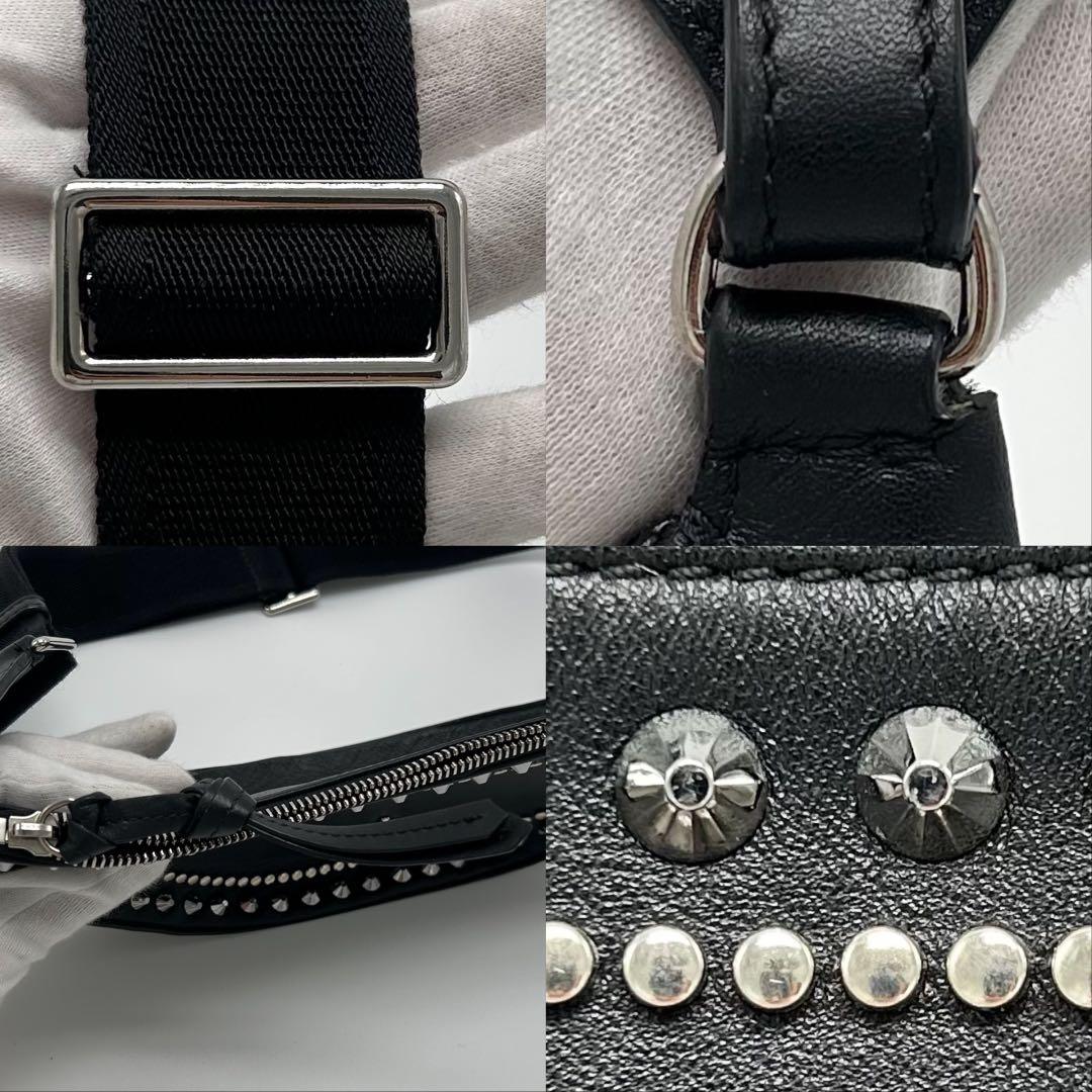 極美品 ジミーチュウ ボディバッグ スタッズ JCロゴ レザー 三日月