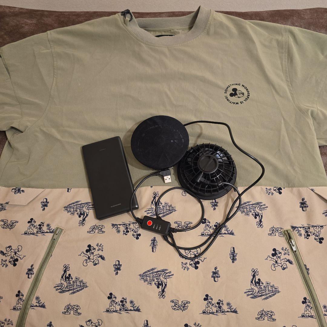 【ワークマン】空調服WindCoreミッキー(Lサイズ)+ファンバッテリーSET 服2枚付き 空調ウェア 空調作業服 半袖 フルセット 2025 最強 ファン