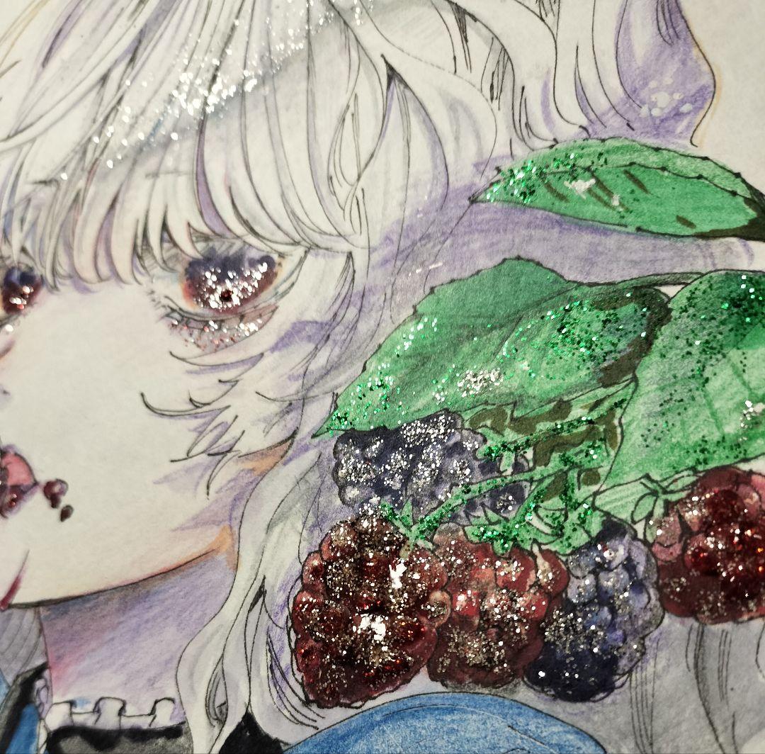 オリジナル 手描き アナログイラスト 色紙 ラメ入り - メルカリ